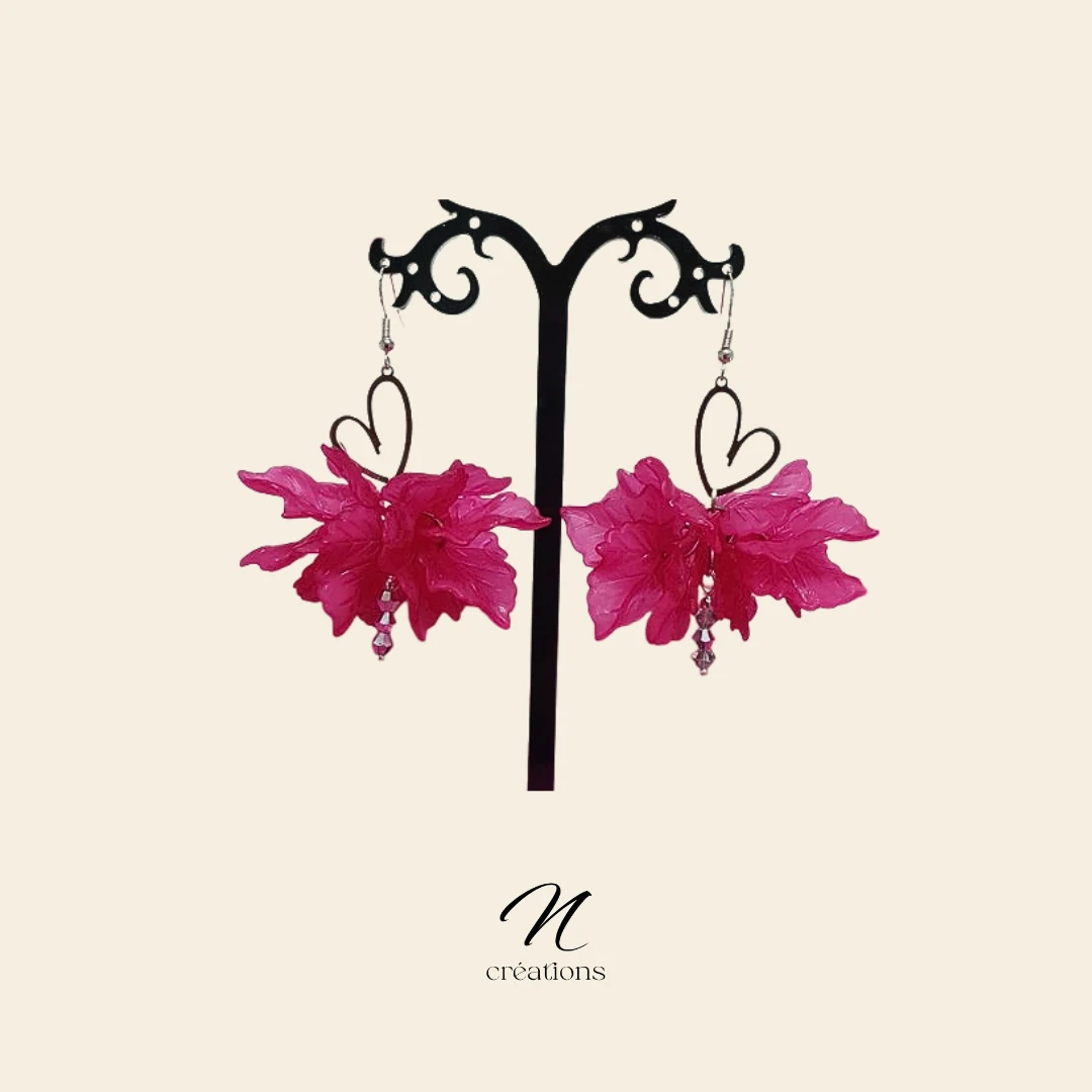 Boucles d'oreilles Pétales Fuchsia