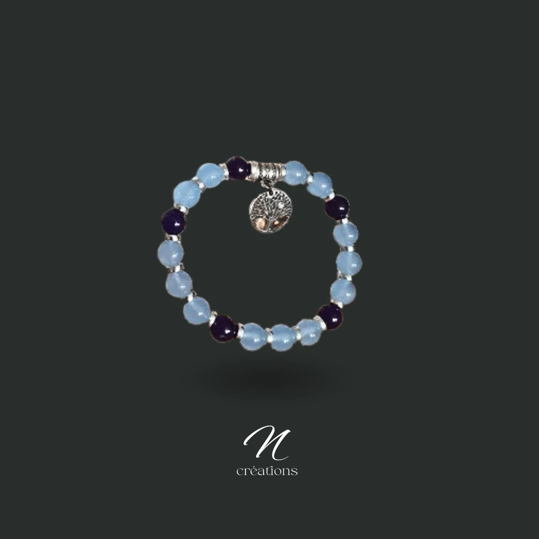 Bracelet Calcédoine Bleue