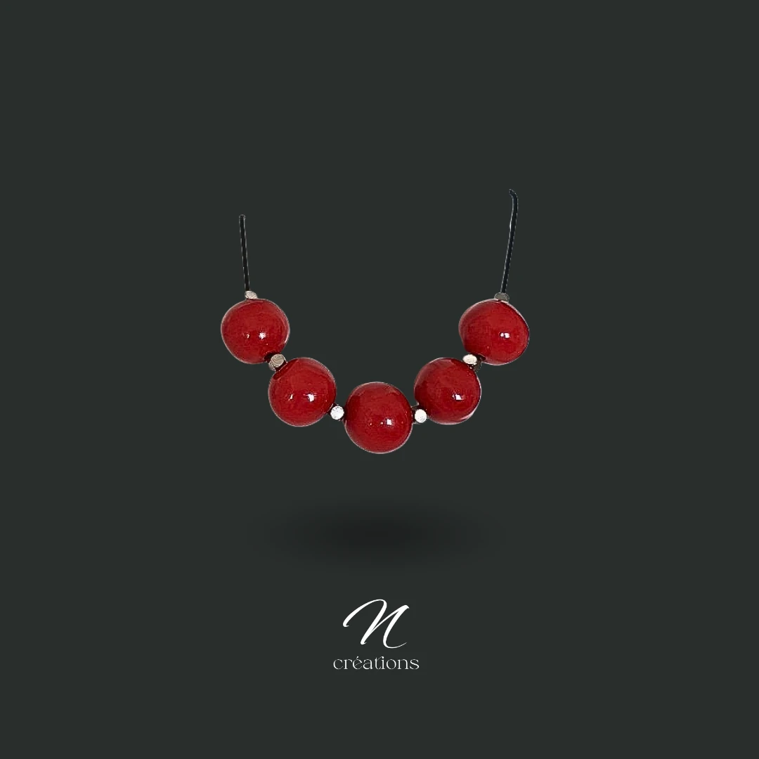 Collier céramique rouge cerise