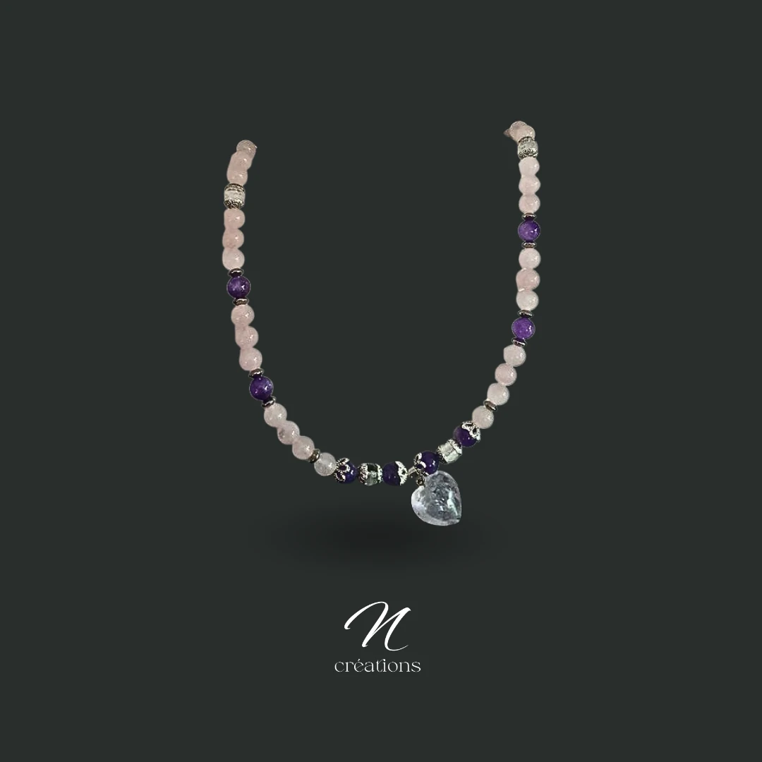 Collier Améthyste Pendentif cœur