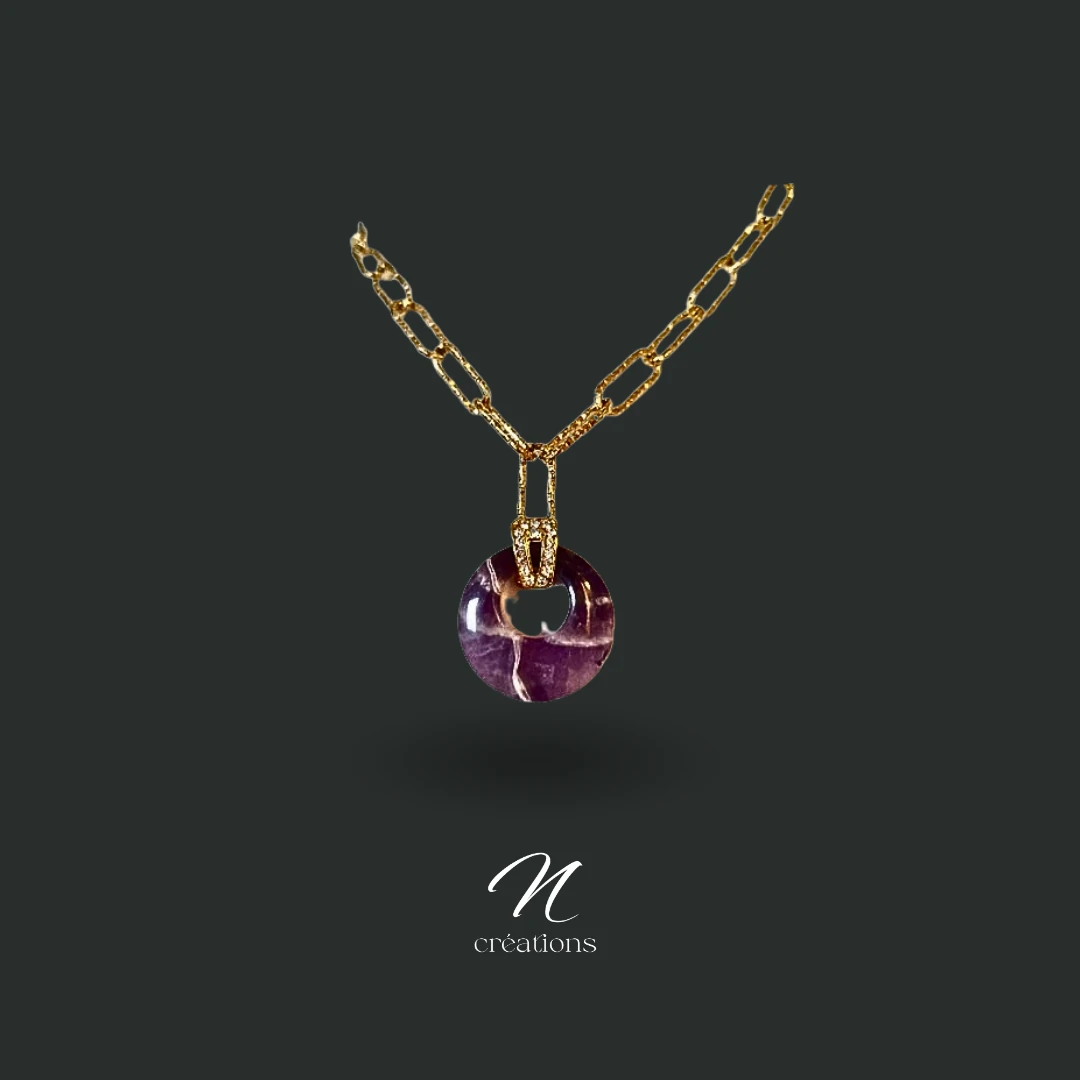 Collier pendentif donut Améthyste
