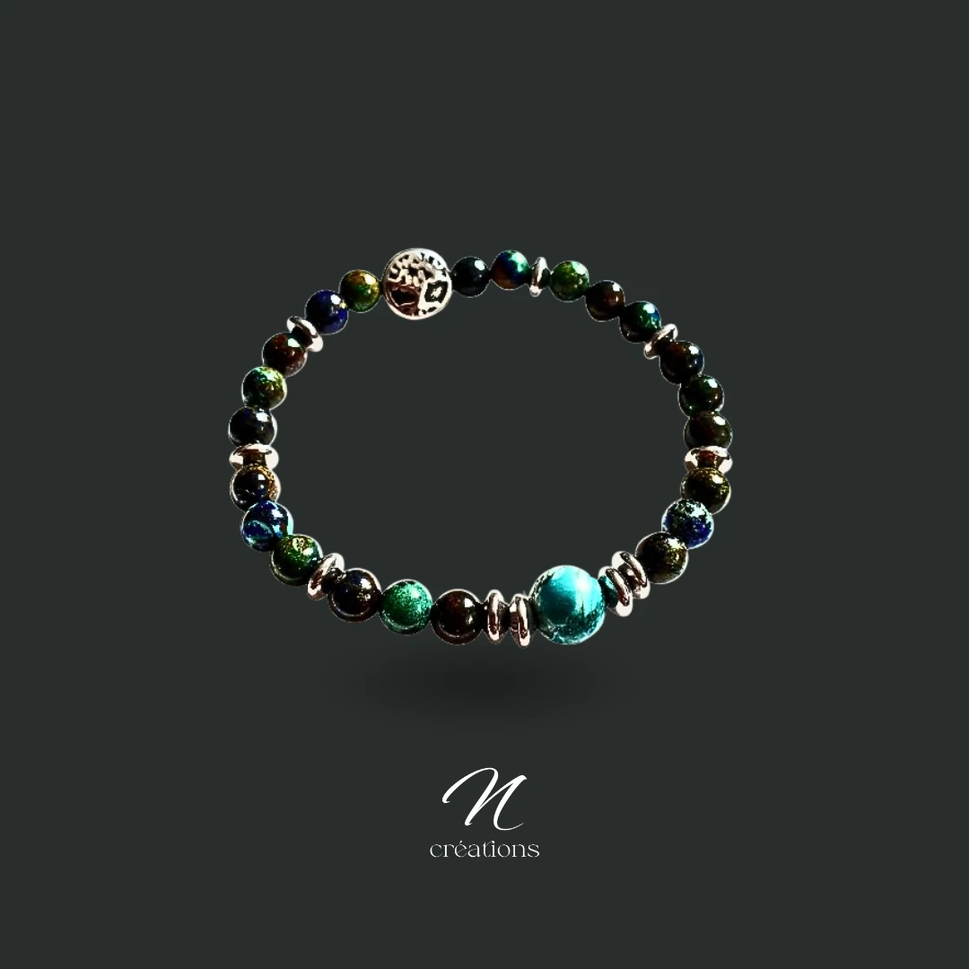 Bracelet Mixte Chrysocolle et Turquoise