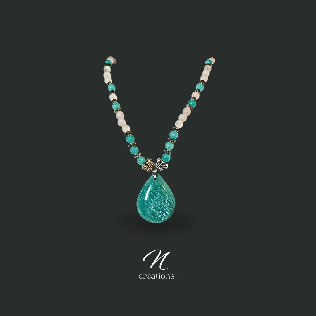 Collier Amazonite et Quartz Rose
