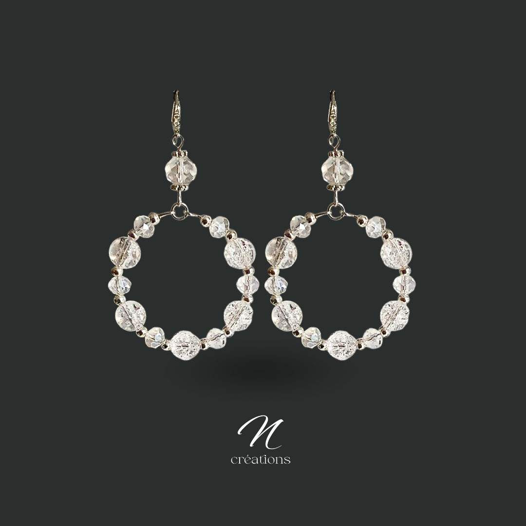 Créoles verre et cristal facetée