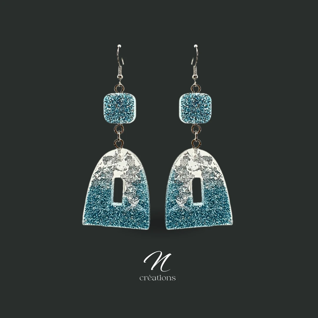 Boucles d’oreilles azur et argent