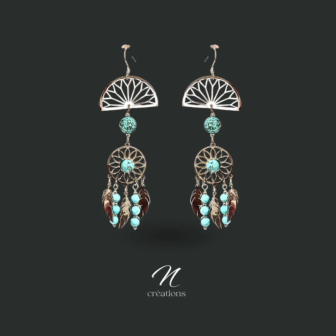 Boucles d'Oreilles Aztèque Turquoise