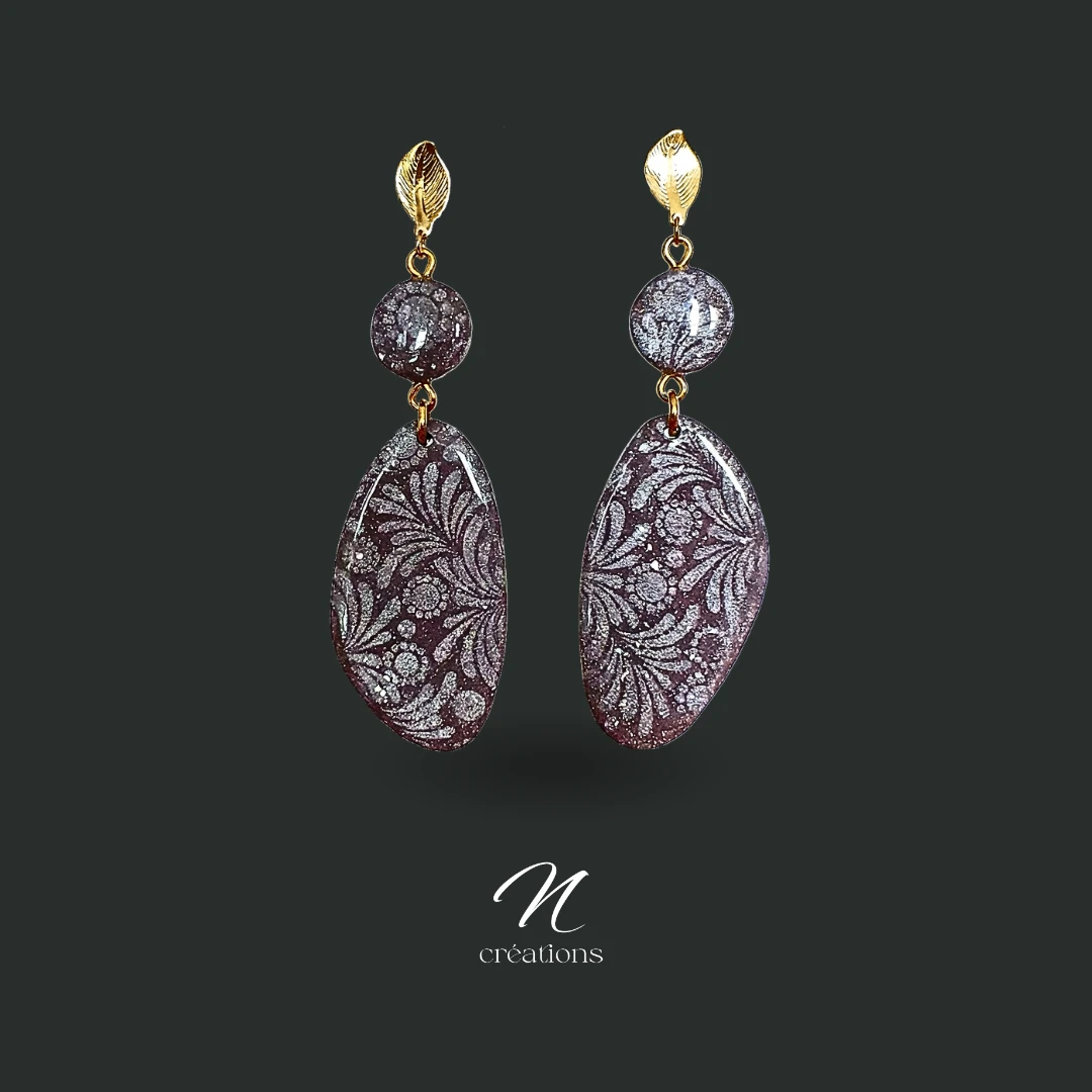 Boucles d’oreilles Prune Végétales et Reflets d’Argent