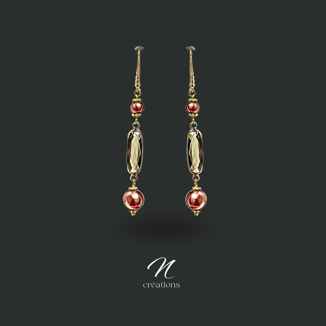 Boucles d’oreilles Cristal Marron Glaçé
