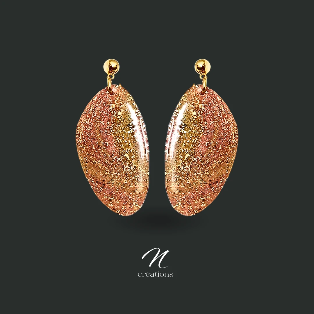 Boucles d’oreilles Rose Mordoré et Poudre d’Or