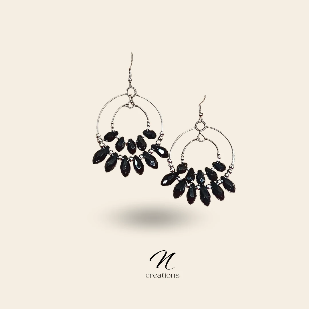 Doubles Créoles Cristal Noir