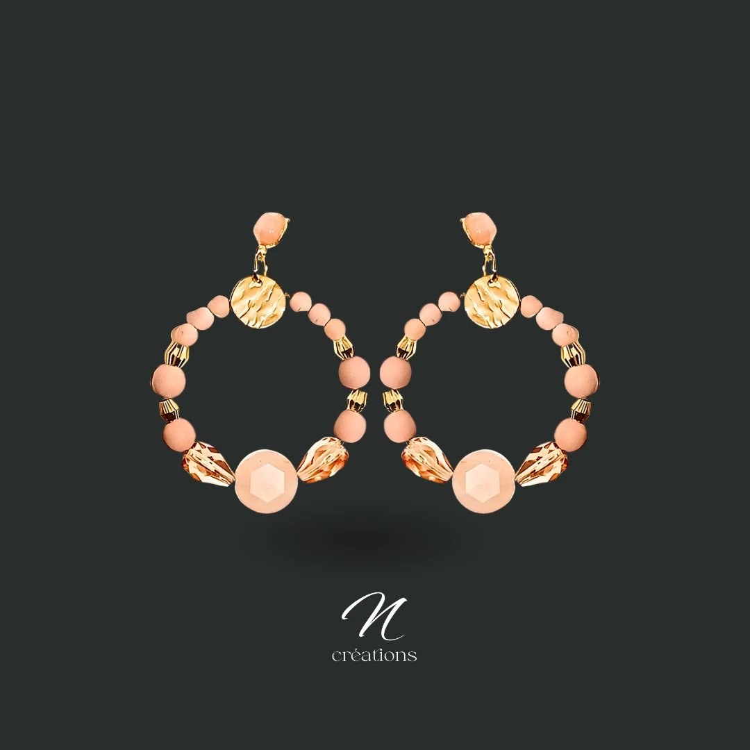 Créoles Pierre de Lune Gouttes cristal ambrées