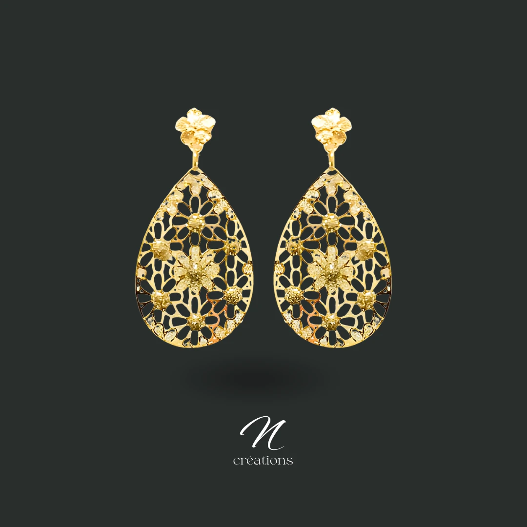 Boucles d’oreilles Gouttes filigranes dorées