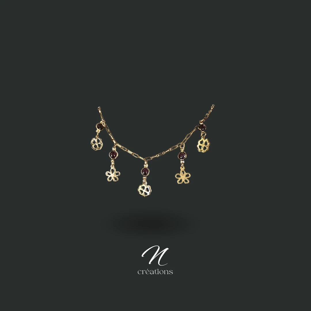 Collier porte-bonheur Trèfles et Fleurs