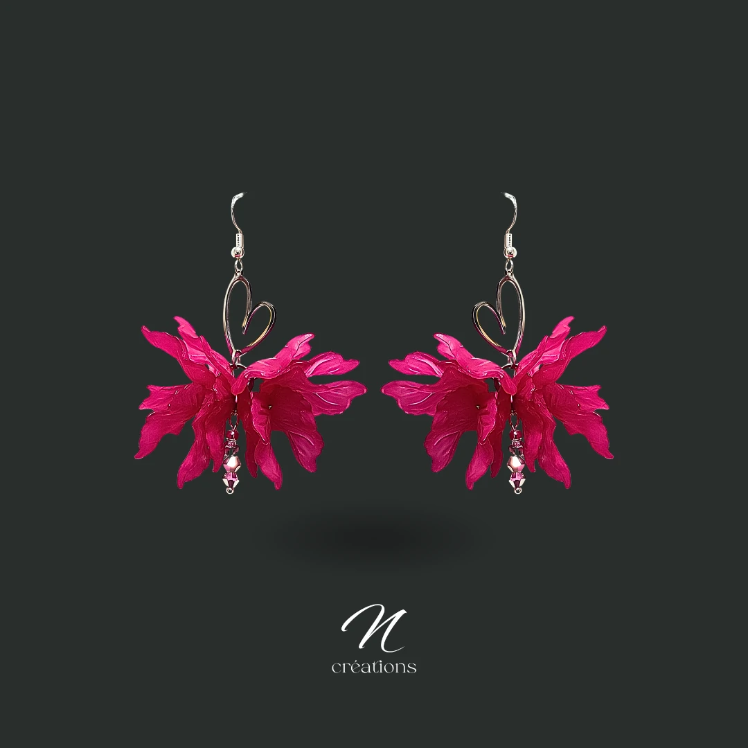 Boucles d'oreilles Pétales Fuchsia