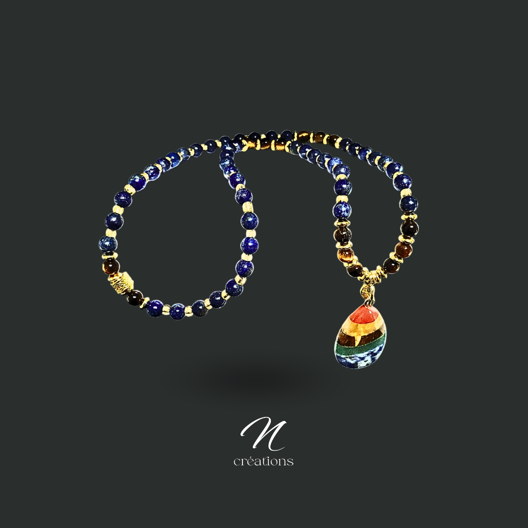 Collier 7 Chakras Lapis-lazuli Œil de tigre