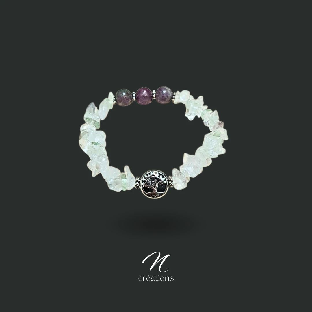 Bracelet Fluorite et arbre de vie