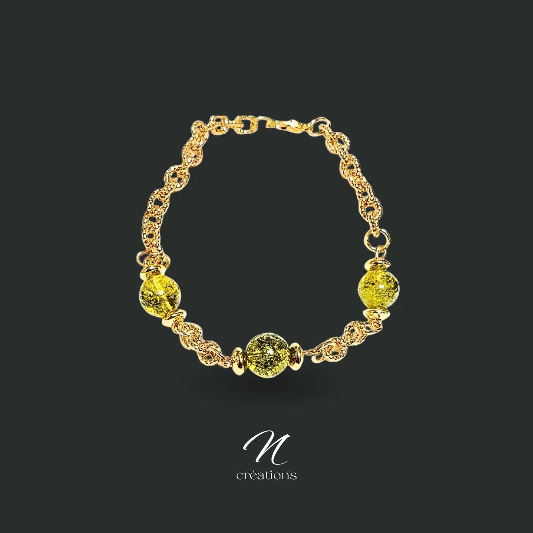 Bracelet Péridot acier doré