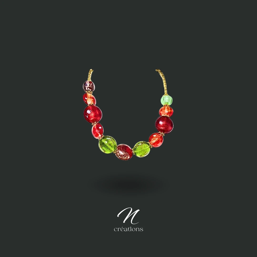 Collier en verre Murano irisé